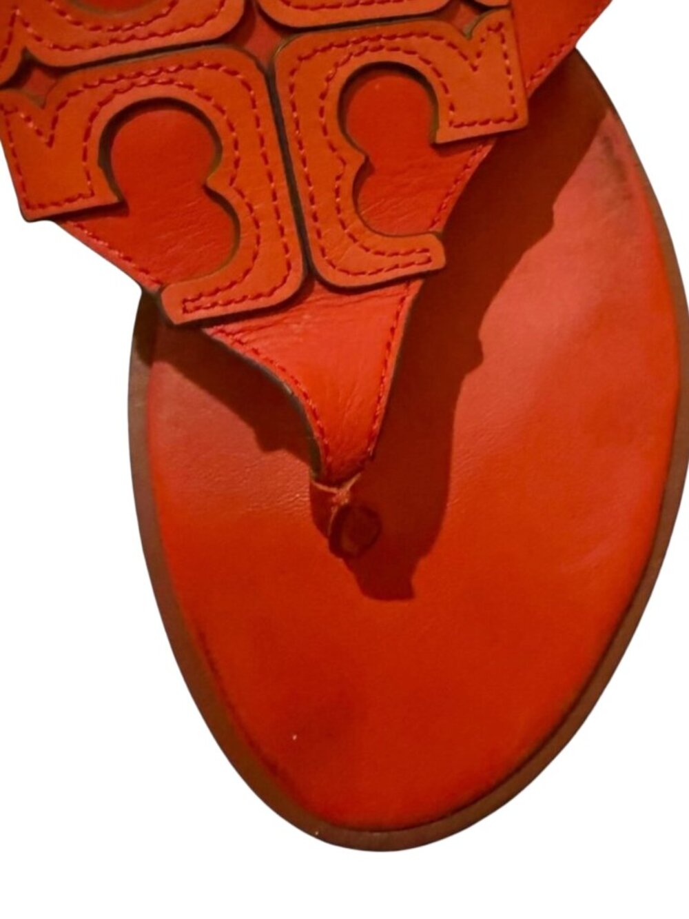 Tory Burch Miller Red Leather Thong Sandals Size 8 - Picture 5 of 5